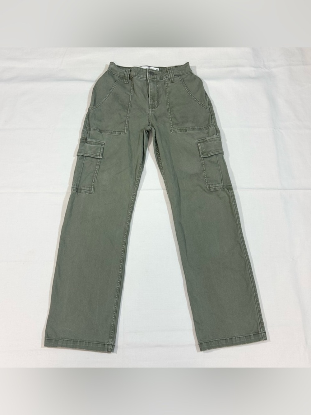 Hollister Womens Actual 25x29.5 High Rise Utility Dad Pants Cargo Canvas Green